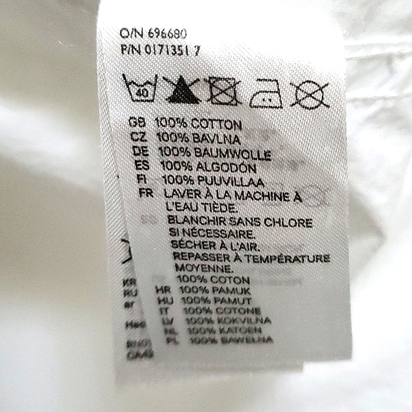 H&M Shirts Hm Summer White Button Down Short Sleeve Shirt Size L